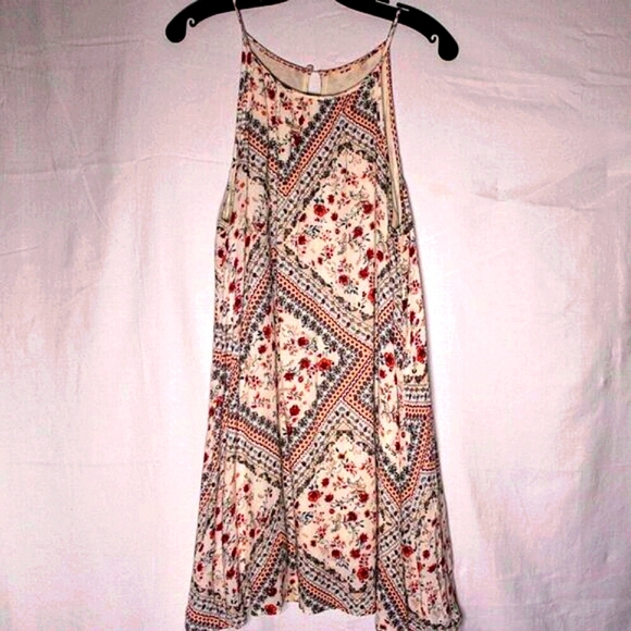 Mi Ami Boho Floral Print Sleeveless Dress L | Flowy Summer Sundress - Picture 1 of 9